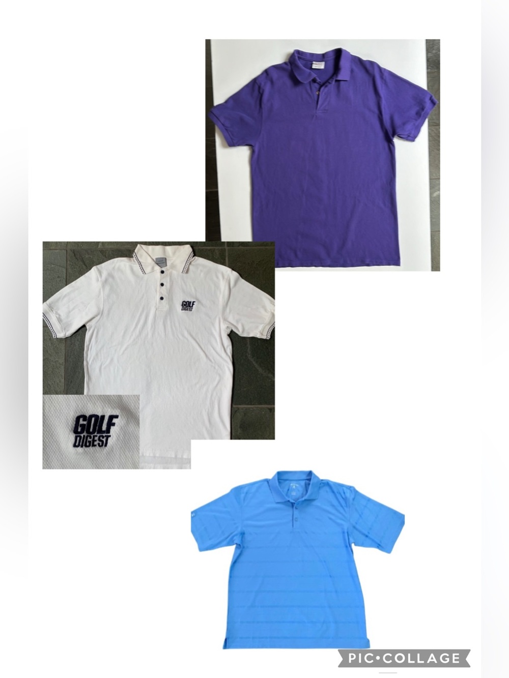 3 short sleeve golf polo shirts Size Large